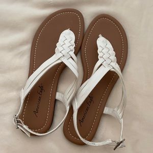 American Eagle White Braided Sandals